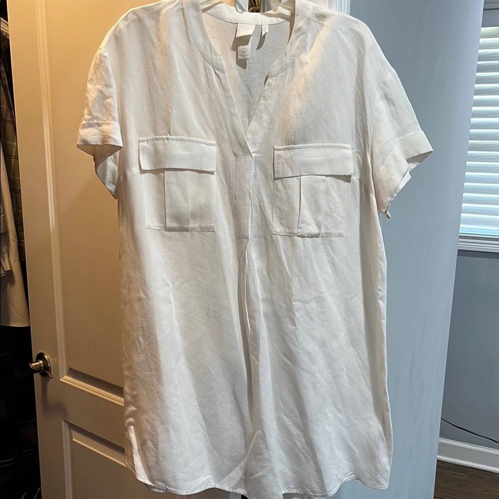 H&M White Casual Button Down Shirt